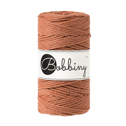 Bobbiny 3-ply macramé rope, 3mm and 100m, in terracotta