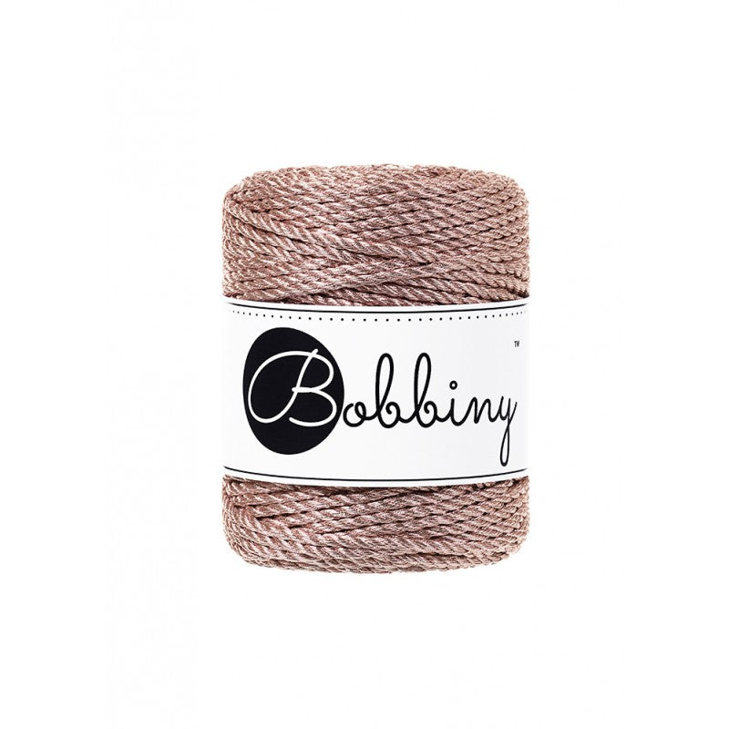 Bobbiny metallic macrame rope in rose gold, 3mm