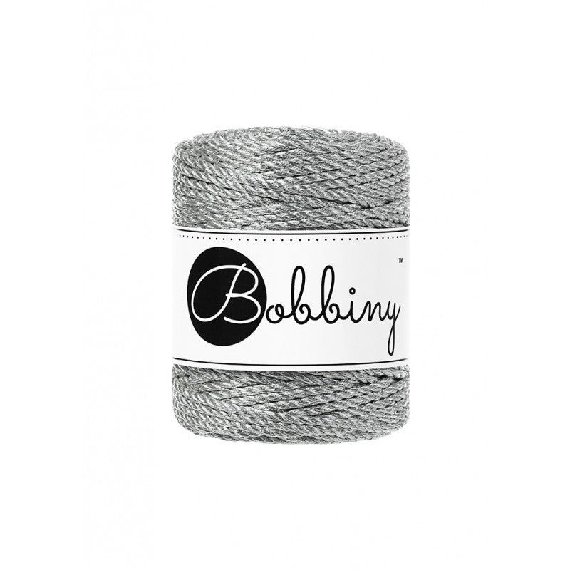 Bobbiny metallic macrame rope in silver, 3mm