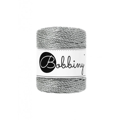 Bobbiny metallic macrame rope in silver, 3mm