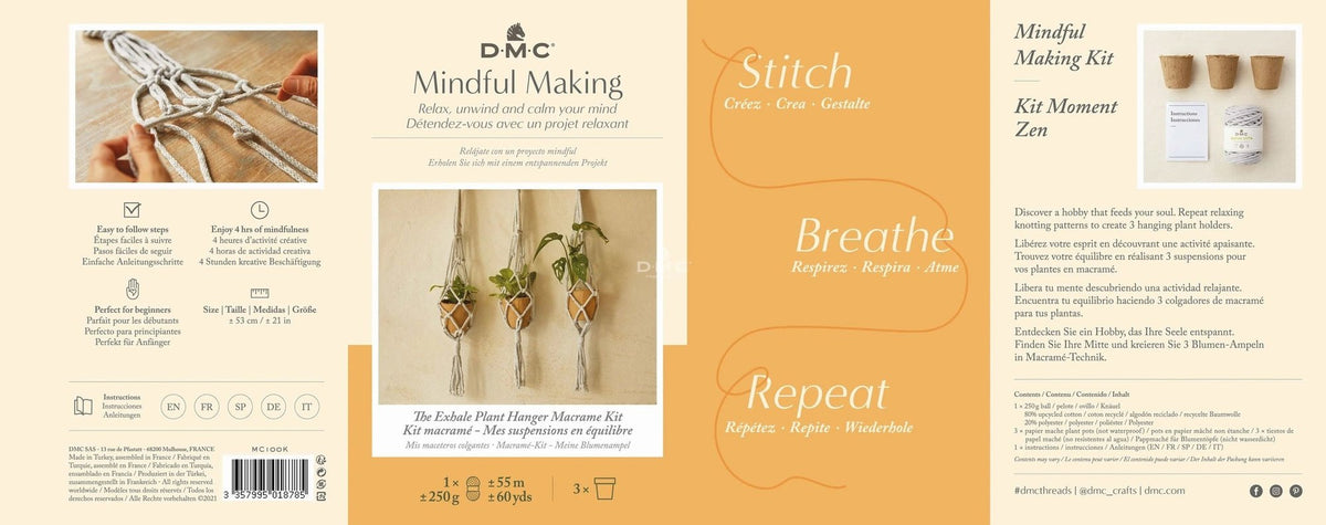 Macramé plant hanger kit, three hangers by DMC