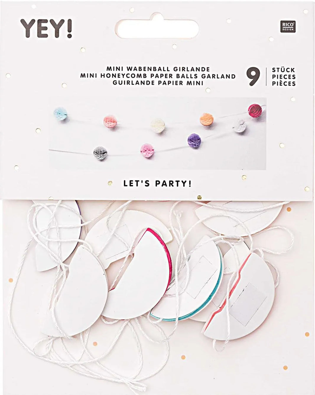 Pastel mini honeycomb ball garland, 2m by Rico Design