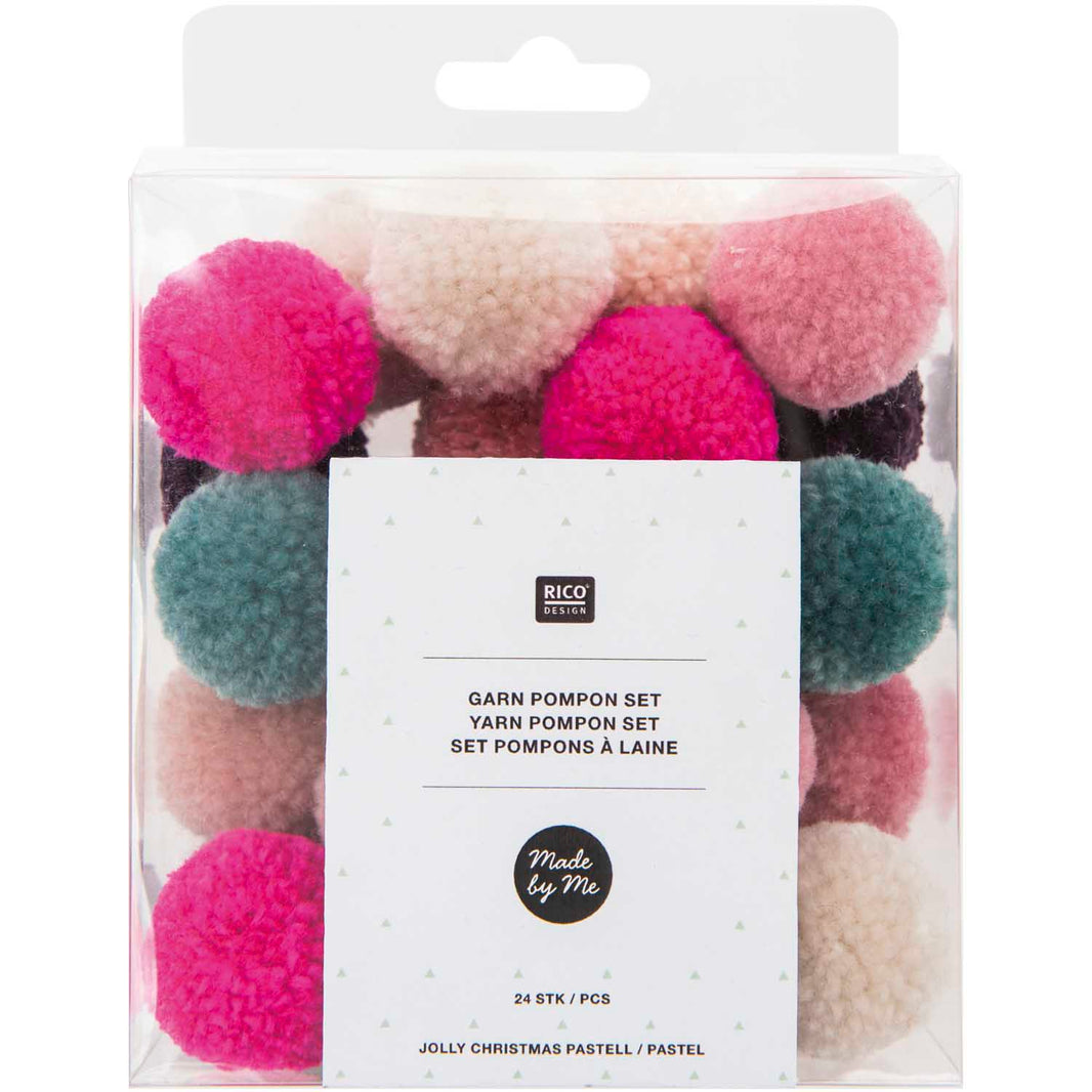 Rico Design pom-pom set of 24 in Jolly Christmas colours