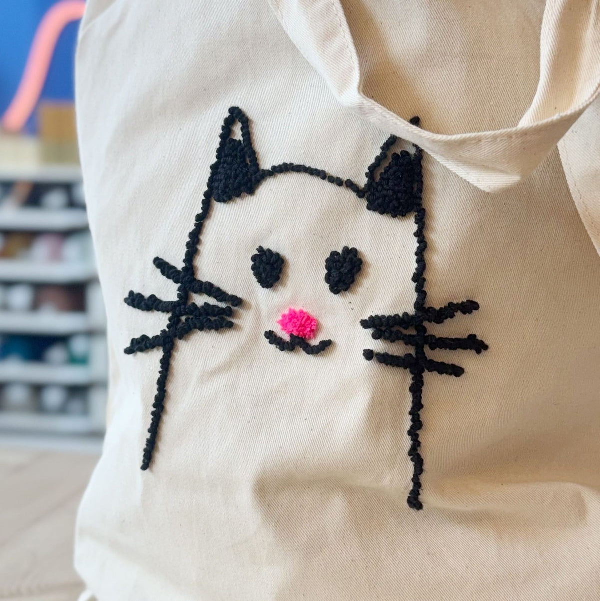 Cat punch needle bag set contents