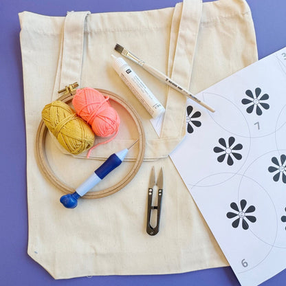 Punch-Needle-Set für eine Blumentasche mit allen Materialien