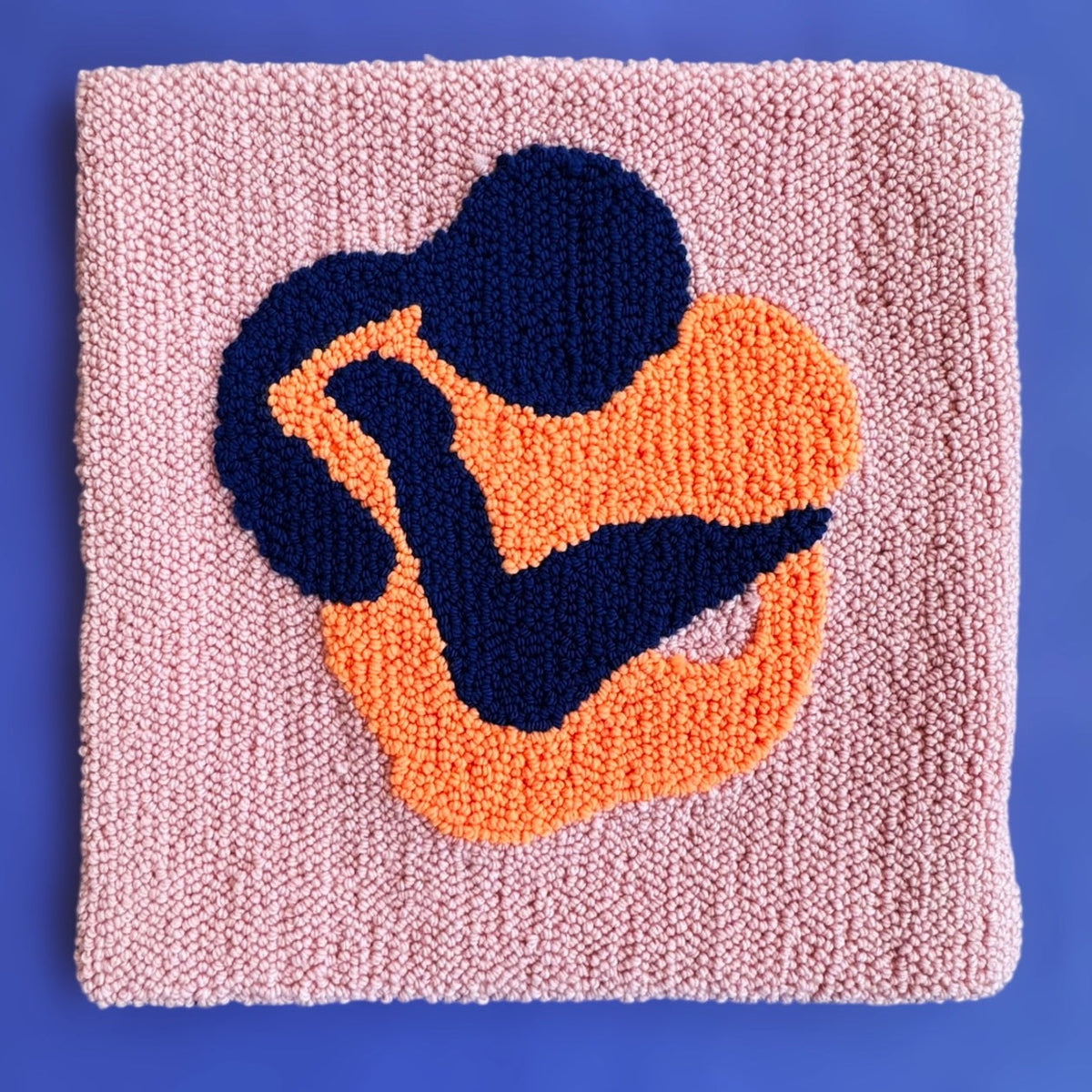 Hug punch needle pillowcase detail