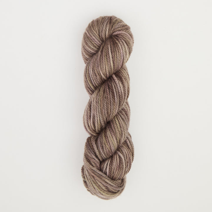 Fine punch needle yarn swatch in Baby Bear variegated colours