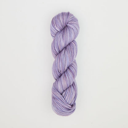 Fine punch needle yarn swatch in Amethyst variegated colours