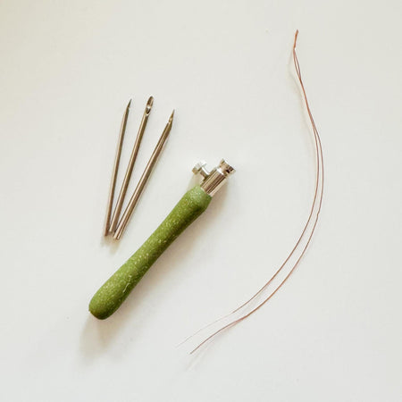 Lavor punch needle set with adjustable handle and three stainless steel needles for tufting
