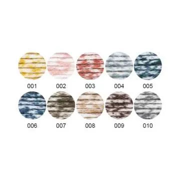 Ricorumi Spray DK cotton yarn color chart showing 10 marled texture swatches